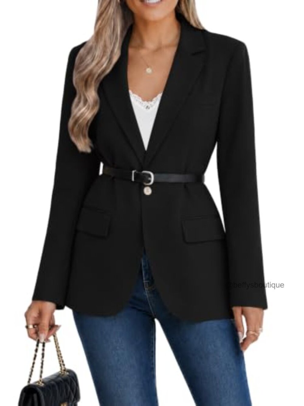 Oversized Blazer Belted Long Sleeve Business Casual Jacket